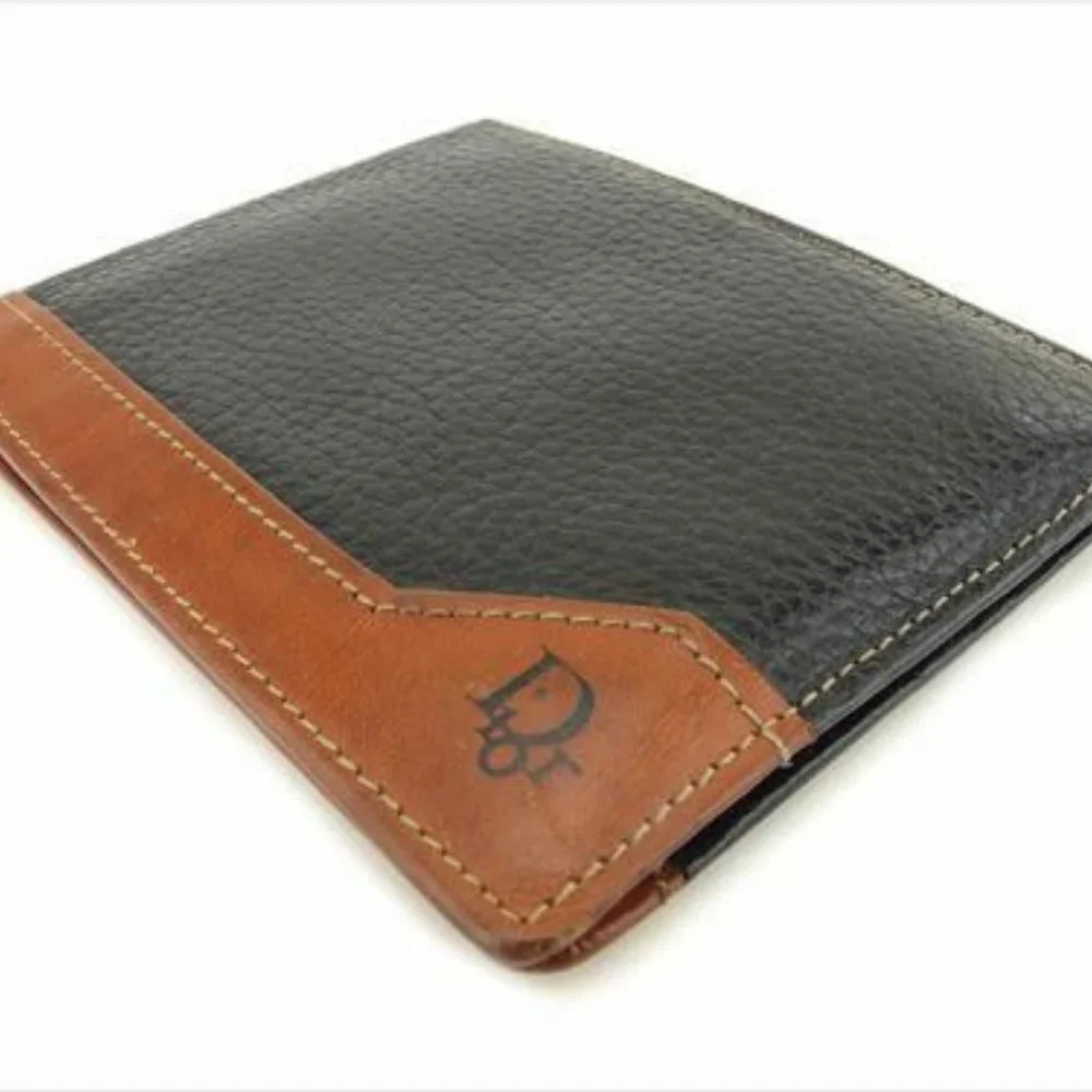 Dior Wallet Purse Bifold Black Brown leather Woman unisex Authentic Used T9026